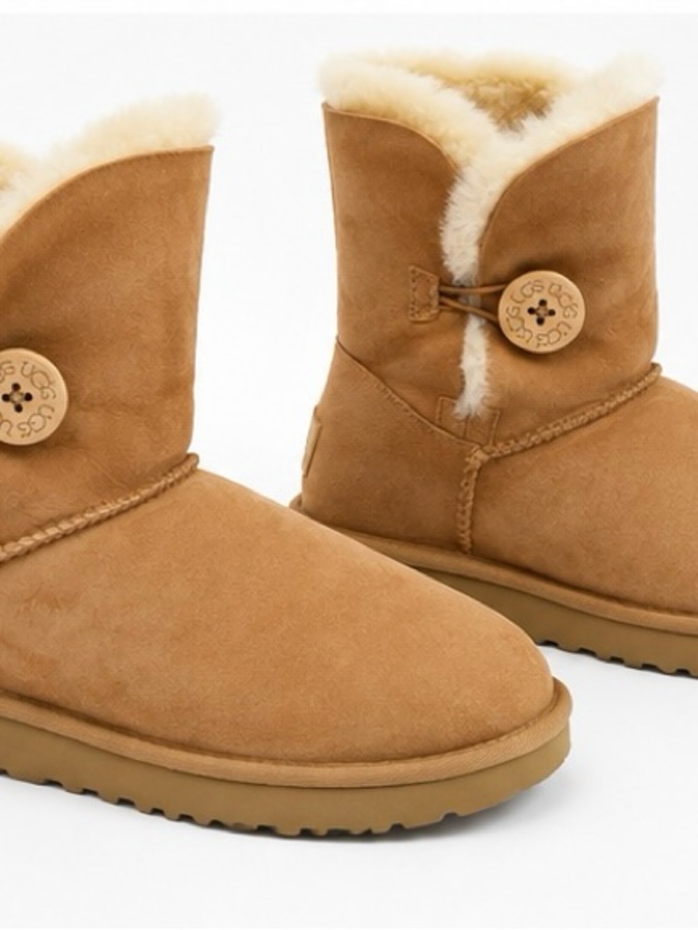UGG Mini Button Boot in Chestnut Suede